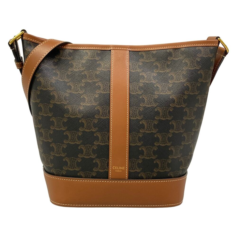 Celine Small Bucket Shoulder Bag 191442CAS.04LU Tan (Brown) Triomphe Canvas